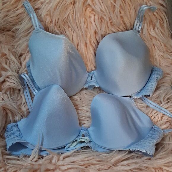 💫💫💫 2 Warners Blue Lace Trim Underwire Bra Set 36C - Picture 1 of 4